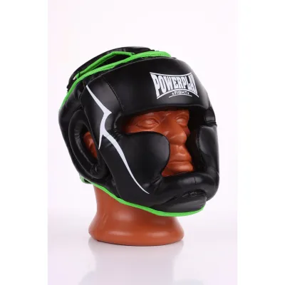 Боксерский шлем тренировочный PowerPlay 3100 PU Черно-зеленый M - 2 - Robinzon.ua
