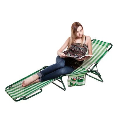 Раскладушка "Диагональ" d22 мм (Текстилен, Зеленo-белая полоса). - 5 - Robinzon.ua