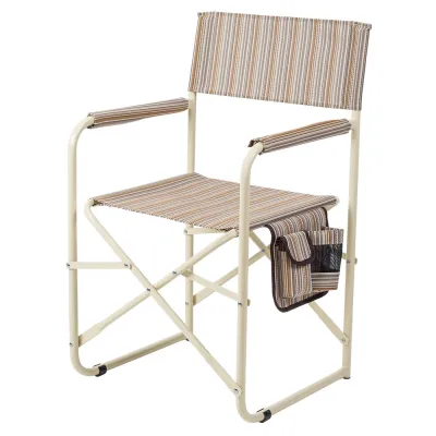 Стул "Режиссёр без полки" d20 мм (Текстилен, Бежевый полосатый). - 1 - Robinzon.ua