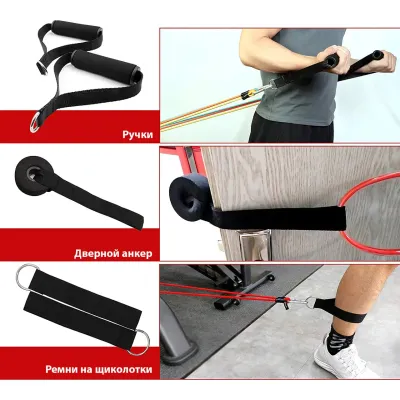 Набор резинок с эспандерами 5 жгутов + чехол - 5 - Robinzon.ua