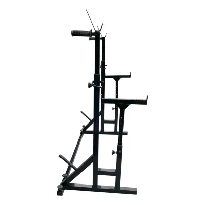 Стойки под штангу 50 на 50 мм Черный со страховочными упорами, брусьями и штырями для хранения блинов - 3 - Robinzon.ua