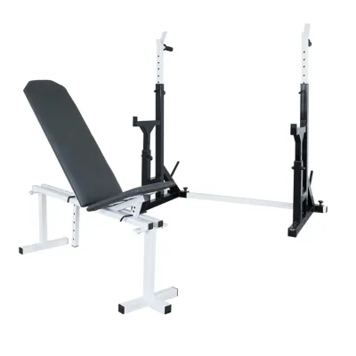 Скамья регулируемая для жима 40 на 40 мм + Стойки со страховкой 40 на 40 мм с брусьями и штырями под блины - 1 - Robinzon.ua