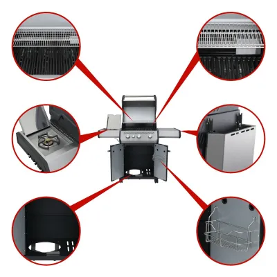Газовий гриль SANTOS S-301 Black, з бічним пальником, чорний 900235 - 6 - Robinzon.ua