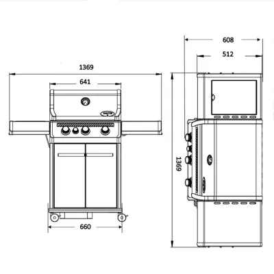 Газовый гриль SANTOS S-318 Black, с боковыми и задними горелками, черный 900273. - 5 - Robinzon.ua
