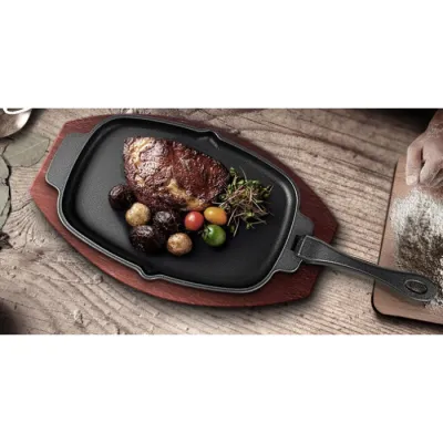 Чугунная сковорода с съемной ручкой и подставкой 33,5х21 см GRILLI 777201. - 6 - Robinzon.ua