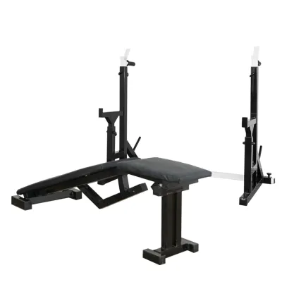 Скамья с отрицательным углом 40 на 40 мм + Стойки со страховкой 40 на 40 мм + брусья и штыри под блины - 2 - Robinzon.ua