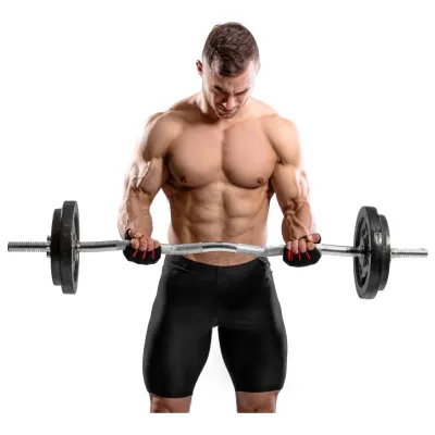 Набор 37 кг W-образный гриф + металлические диски Hop-Sport Strong - 3 - Robinzon.ua