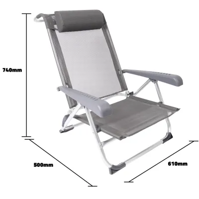 Кресло раскладное Bo-Camp Saint-Tropez Grey (1204796) - 1 - Robinzon.ua