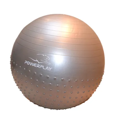 М'яч для фітнесу (фітбол) напівмасажний PowerPlay 4003 &Oslash;65 cm Gymball Сірий + помпа - 4 - Robinzon.ua