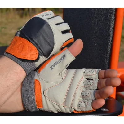 Рукавички для фітнесу та важкої атлетики MadMax MFG-850 Crazy Grey/Orange S - 5 - Robinzon.ua
