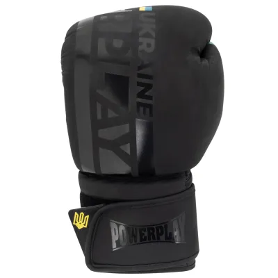 Боксерские перчатки PowerPlay 3021 Ukraine Черные 16 унций - 1 - Robinzon.ua
