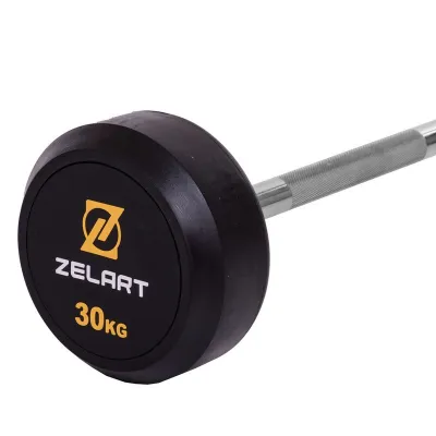 Штанга фиксированная прямая обрезиненная Zelart 2685-30 длина 95 см 30 кг - 2 - Robinzon.ua
