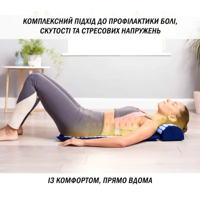 Масажний килимок Easyfit з подушкою (аплікатор Кузнєцова) Синій з білим - 3 - Robinzon.ua