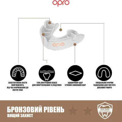 Капа боксерська OPRO Bronze UFC Hologram White (art.002258002) - 4 - Robinzon.ua