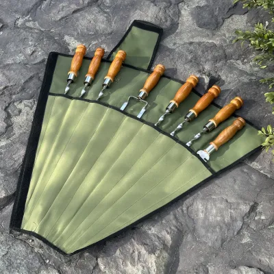 Набор шампуров Лира 6/1/1 светлая ручка в зеленом чехле - 5 - Robinzon.ua