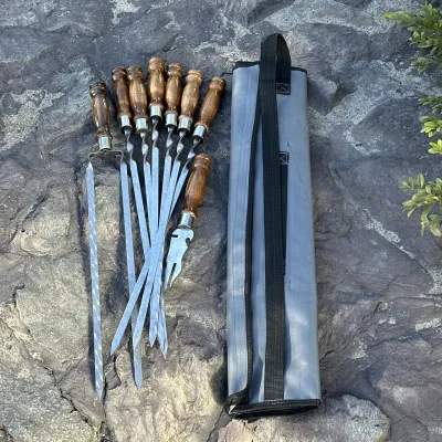 Набір шампурів Арго 6/1/1 ретро ручка в сірому чохлі - 5 - Robinzon.ua