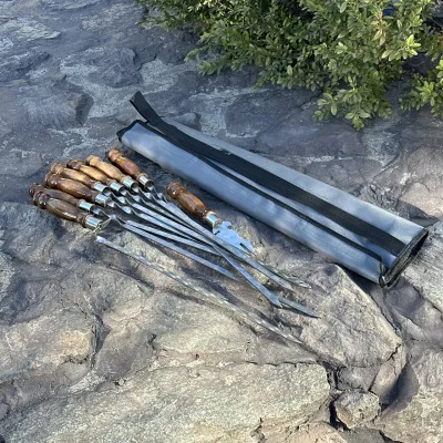 Набір шампурів Арго 6/1/1 ретро ручка в сірому чохлі - 6 - Robinzon.ua