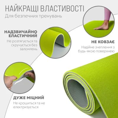 Коврик для йоги и фитнеса EasyFit TPE+TC 6 мм двухслойный + Чехол лимонный-серый - 2 - Robinzon.ua