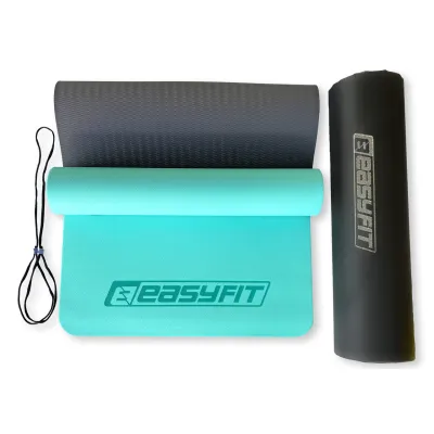 Коврик для йоги и фитнеса EasyFit TPE+TC 6 мм двухслойный + Чехол мятный-черный - 1 - Robinzon.ua