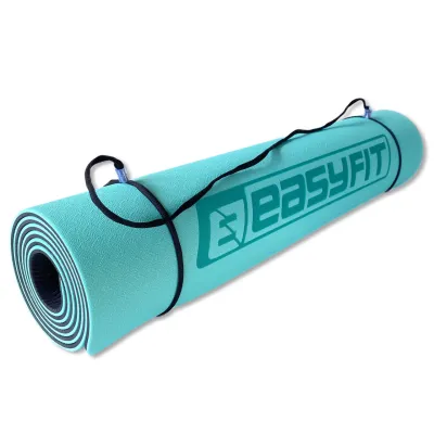 Коврик для йоги и фитнеса EasyFit TPE+TC 6 мм двухслойный + Чехол мятный-черный - 2 - Robinzon.ua