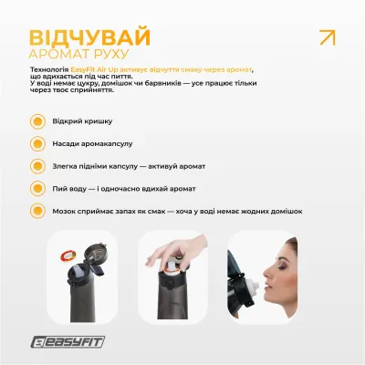 Спортивная бутылка для воды со вкусами EasyFit Air Up (7 ароматизированных капсул в комплекте), 650 мл - 4 - Robinzon.ua