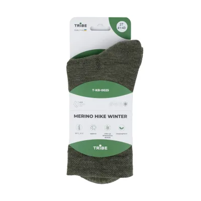 Шкарпетки Tribe Merino Hike Winter T-KB-0025-olive, 41-43 - 1 - Robinzon.ua