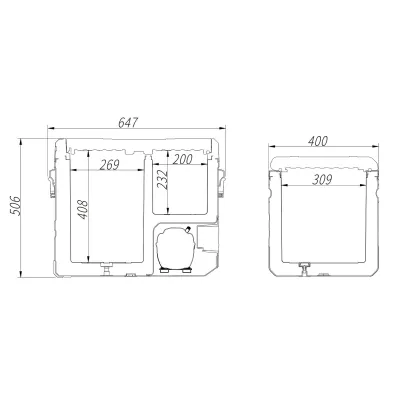 Компресорний автохолодильник Alpicool TW45. Двокамерний. Охолодження до -20℃, живлення 12, 24, 220 вольт, вбудована батарея - 1 - Robinzon.ua
