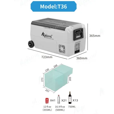 Компресорний автохолодильник Alpicool T36 (LG) (двокамерний, 36 літрів). Режим роботи до -20℃. Живлення 12, 24, 220 вольт - 6 - Robinzon.ua