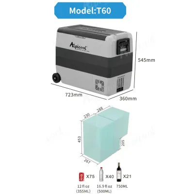 Компресорний автохолодильник Alpicool T60 (LG) (двокамерний, 60 літрів). Охолодження до -20℃. Живлення 12, 24, 220 вольт - 5 - Robinzon.ua