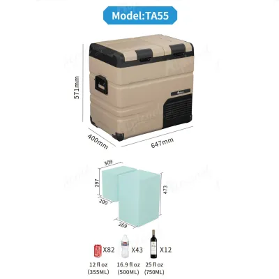 Компресорний автохолодильник Alpicool TA55 (LG Compressor) Двокамерний. До -20℃. Живлення - 12, 24, 220 вольт - 1 - Robinzon.ua