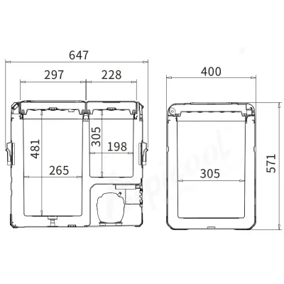 Компресорний автохолодильник Alpicool TA55 (LG Compressor) Двокамерний. До -20℃. Живлення - 12, 24, 220 вольт - 5 - Robinzon.ua