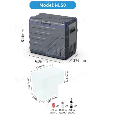 Компрессорный автохолодильник Alpicool NL50 (45 литров, LG Compressor). До -20℃, (12, 24, 220 вольт) - 5 - Robinzon.ua