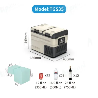 Компрессорный автохолодильник Alpicool TGS35 (38 литров). Двухкамерный. До -20℃, (12, 24, 220 вольт) - 5 Компрессорный автохолодильник Alpicool TGS35 (38 литров). Двухкамерный. До -20℃, (12, 24, 220 вольт) - 5 - Robinzon.ua