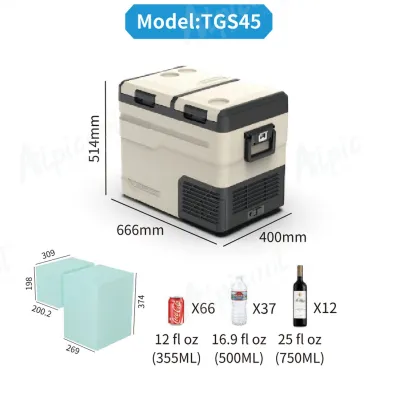 Компрессорный автохолодильник Alpicool TGS45 (47 литров). Двухкамерный. До -20℃, (12, 24, 220 вольт) - 5 - Robinzon.ua