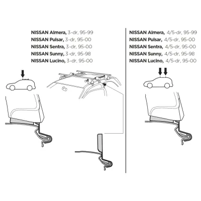 Монтажный комплект Thule 1030 для Nissan Almera (mkI)(N15) / Sentra (mkIV)(B14) 1995-2000 (TH 141030) - 1 - Robinzon.ua