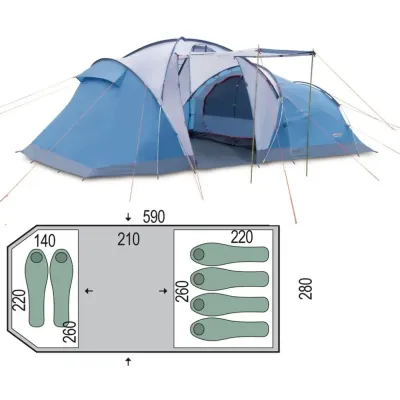 Палатка шестиместная Pinguin Omega 6, Blue (PNG 128.6.Blue) - 1 - Robinzon.ua