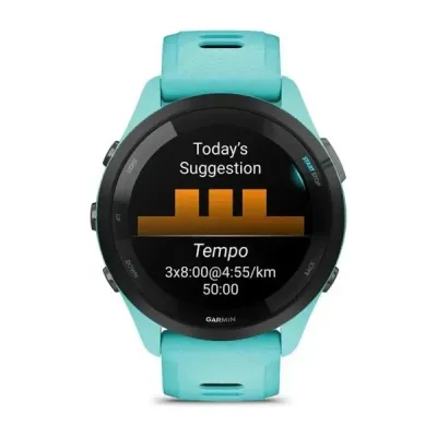 Смарт-годинник Garmin Forerunner 265 з чорним безелем, корпусом кольору аква та аква-чорним силіконовим ремінцем - 3 - Robinzon.ua