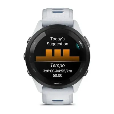 Смарт-годинник Garmin Forerunner 265 з чорним безелем, білим корпусом та біло-синім силіконовим ремінцем - 3 Смарт-годинник Garmin Forerunner 265 з чорним безелем, білим корпусом та біло-синім силіконовим ремінцем - 3 - Robinzon.ua
