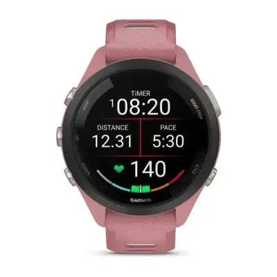 Смарт-часы Garmin Forerunner 265s с черным безелем, розовым корпусом и розовато-серым силиконовым ремешком - 1 - Robinzon.ua