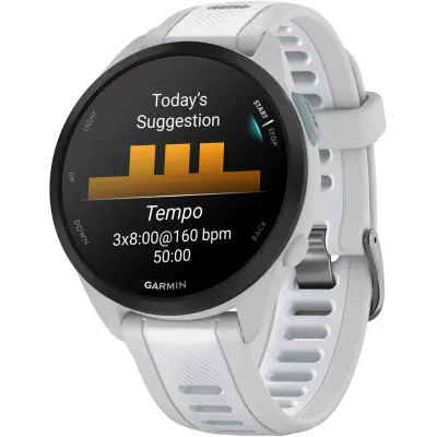 Смарт-часы Garmin Forerunner 165 Music, силиконовый ремешок цвета туманно-серый/белый камень - 2 - Robinzon.ua