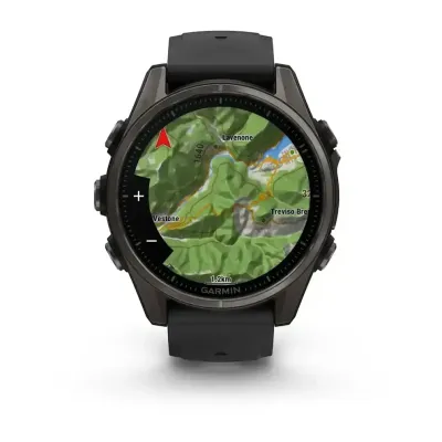 Смарт-часы Garmin Fenix 8 – 43 мм, AMOLED Sapphire, титан с DLC-покрытием Carbon Gray и силиконовым ремешком черного/серого цвета - 5 - Robinzon.ua