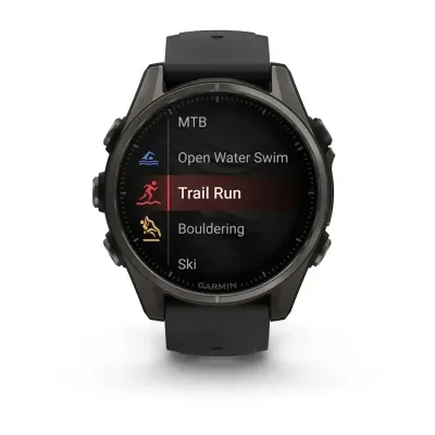 Смарт-часы Garmin Fenix 8 – 43 мм, AMOLED Sapphire, титан с DLC-покрытием Carbon Gray и силиконовым ремешком черного/серого цвета - 6 - Robinzon.ua