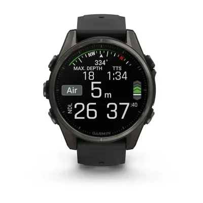Смарт-часы Garmin Fenix 8 – 43 мм, AMOLED Sapphire, титан с DLC-покрытием Carbon Gray и силиконовым ремешком черного/серого цвета - 7 - Robinzon.ua