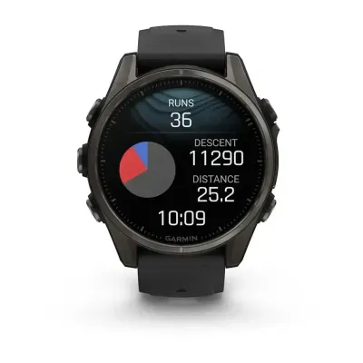 Смарт-часы Garmin Fenix 8 – 43 мм, AMOLED Sapphire, титан с DLC-покрытием Carbon Gray и силиконовым ремешком черного/серого цвета - 8 - Robinzon.ua