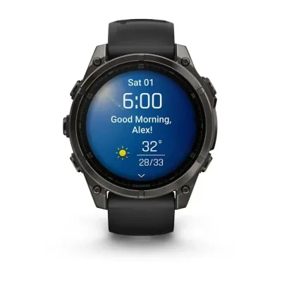 Смарт-часы Garmin Fenix 8 – 47 мм, AMOLED Sapphire, титан с DLC-покрытием Carbon Gray и силиконовым ремешком черного/серого цвета - 8 - Robinzon.ua