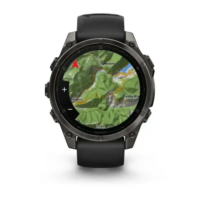 Смарт-часы Garmin Fenix 8 – 47 мм, AMOLED Sapphire, титан с DLC-покрытием Carbon Gray и силиконовым ремешком черного/серого цвета - 4 - Robinzon.ua