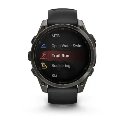 Смарт-часы Garmin Fenix 8 – 47 мм, AMOLED Sapphire, титан с DLC-покрытием Carbon Gray и силиконовым ремешком черного/серого цвета - 5 - Robinzon.ua