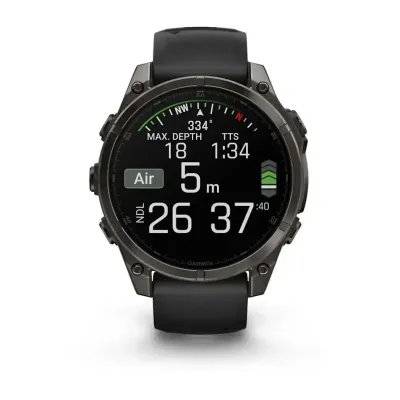 Смарт-часы Garmin Fenix 8 – 47 мм, AMOLED Sapphire, титан с DLC-покрытием Carbon Gray и силиконовым ремешком черного/серого цвета - 6 - Robinzon.ua