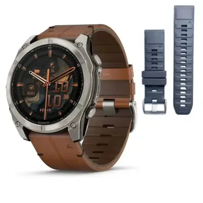 Смарт-годинник Garmin Fenix 8 – 51 мм, AMOLED Sapphire, титан з DLC-покриттям Carbon Gray та каштановим шкіряним ремінцем - 1 Смарт-годинник Garmin Fenix 8 – 51 мм, AMOLED Sapphire, титан з DLC-покриттям Carbon Gray та каштановим шкіряним ремінцем - 1 - Robinzon.ua