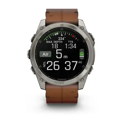 Смарт-годинник Garmin Fenix 8 – 51 мм, AMOLED Sapphire, титан з DLC-покриттям Carbon Gray та каштановим шкіряним ремінцем - 8 Смарт-годинник Garmin Fenix 8 – 51 мм, AMOLED Sapphire, титан з DLC-покриттям Carbon Gray та каштановим шкіряним ремінцем - 8 - Robinzon.ua